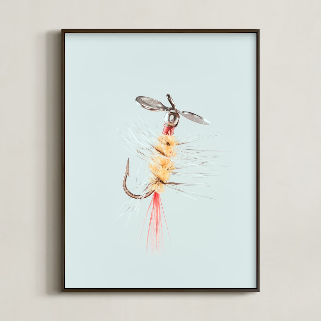 "Pistol Pete Yellow" - Art Print in Freshwater Blue by Andrew McClintock - Framed