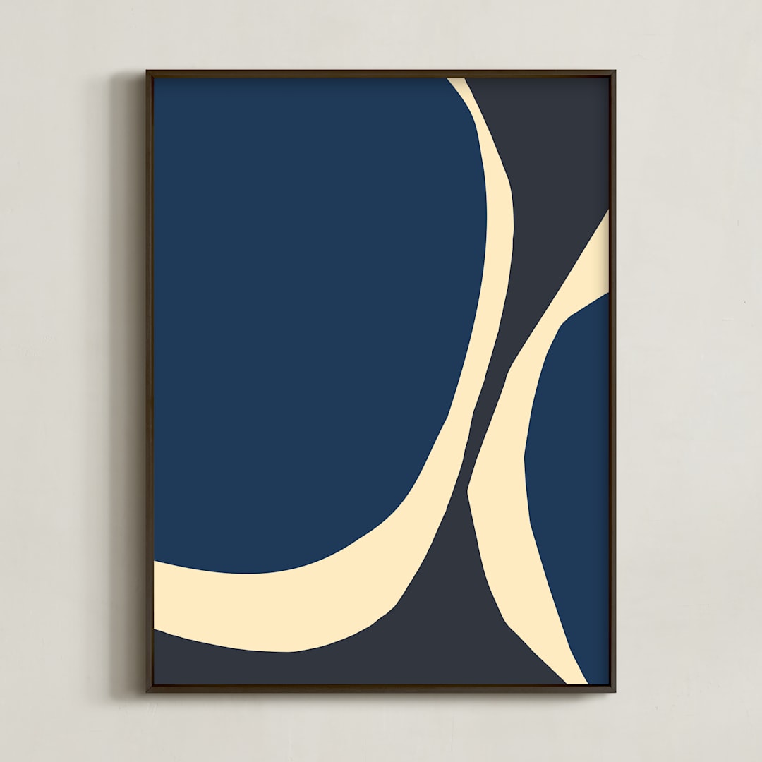 "Still II" - Art Print in Indigo by Deborah Velasquez - Framed
