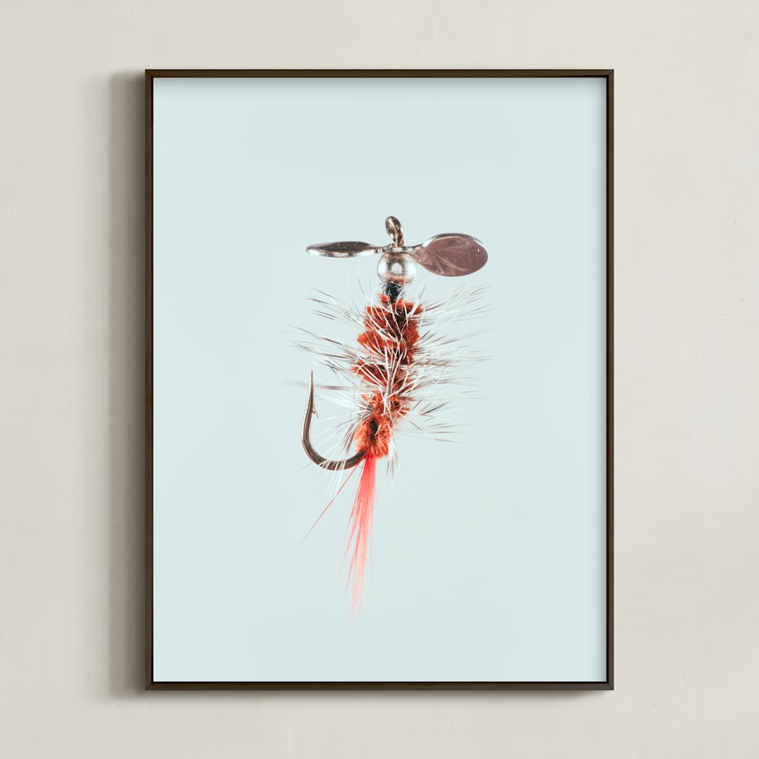 "Pistol Pete Red" - Art Print in Freshwater Blue by Andrew McClintock - Framed