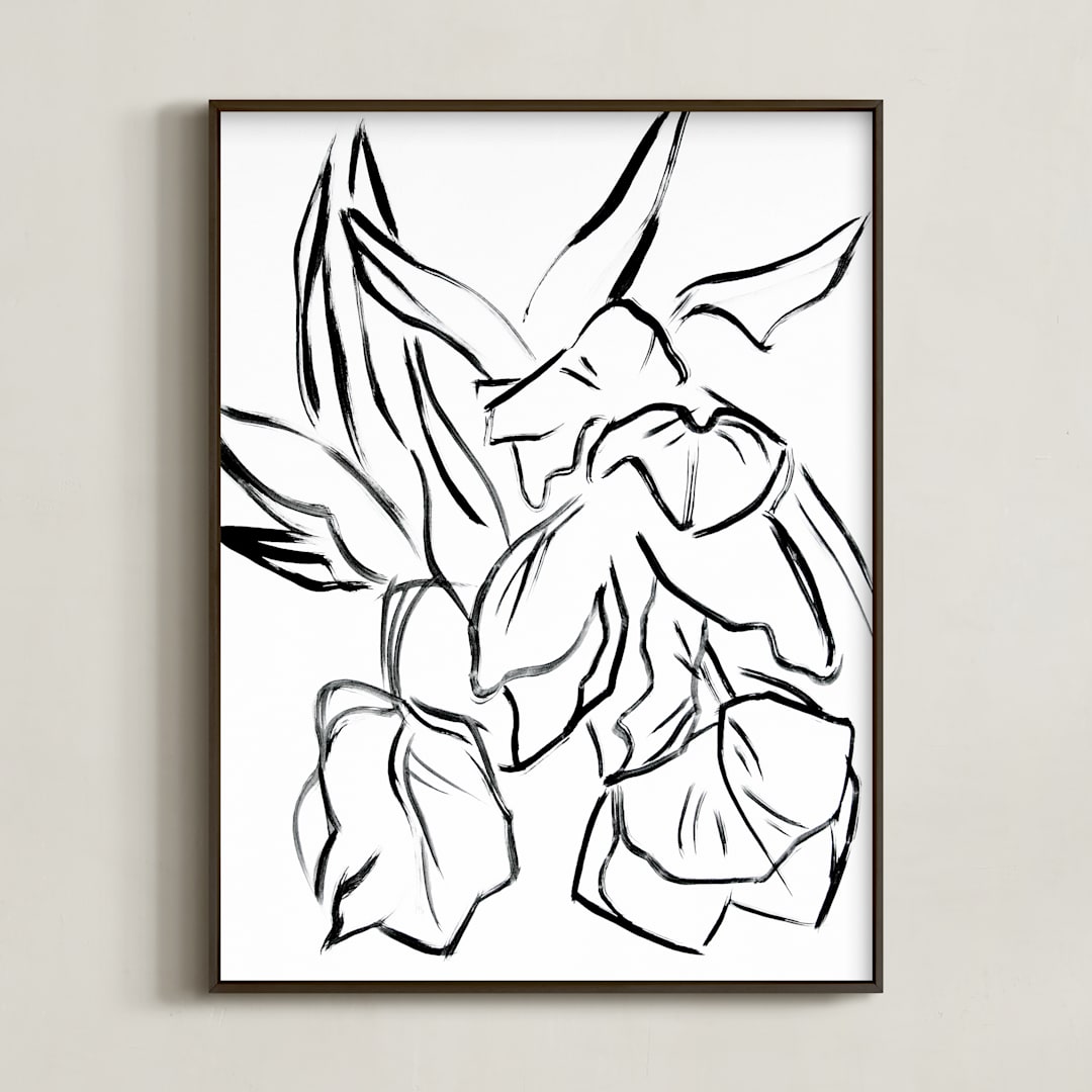 "Parrot Tulips" - Art Print in Black by Lynne Millar - Framed