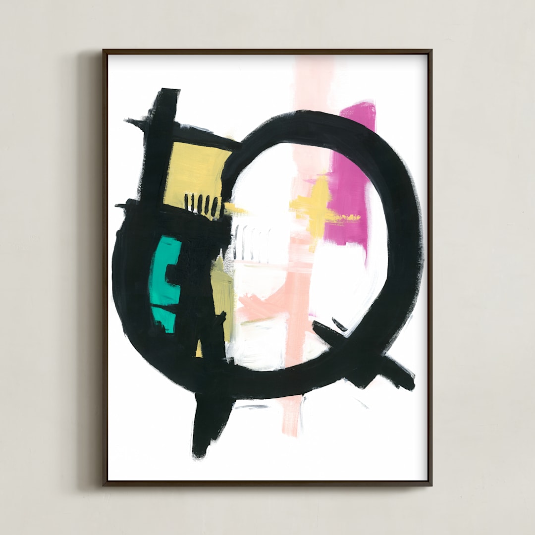 "Serendipity" - Art Print in soft peach by Ilana Greenberg - Framed