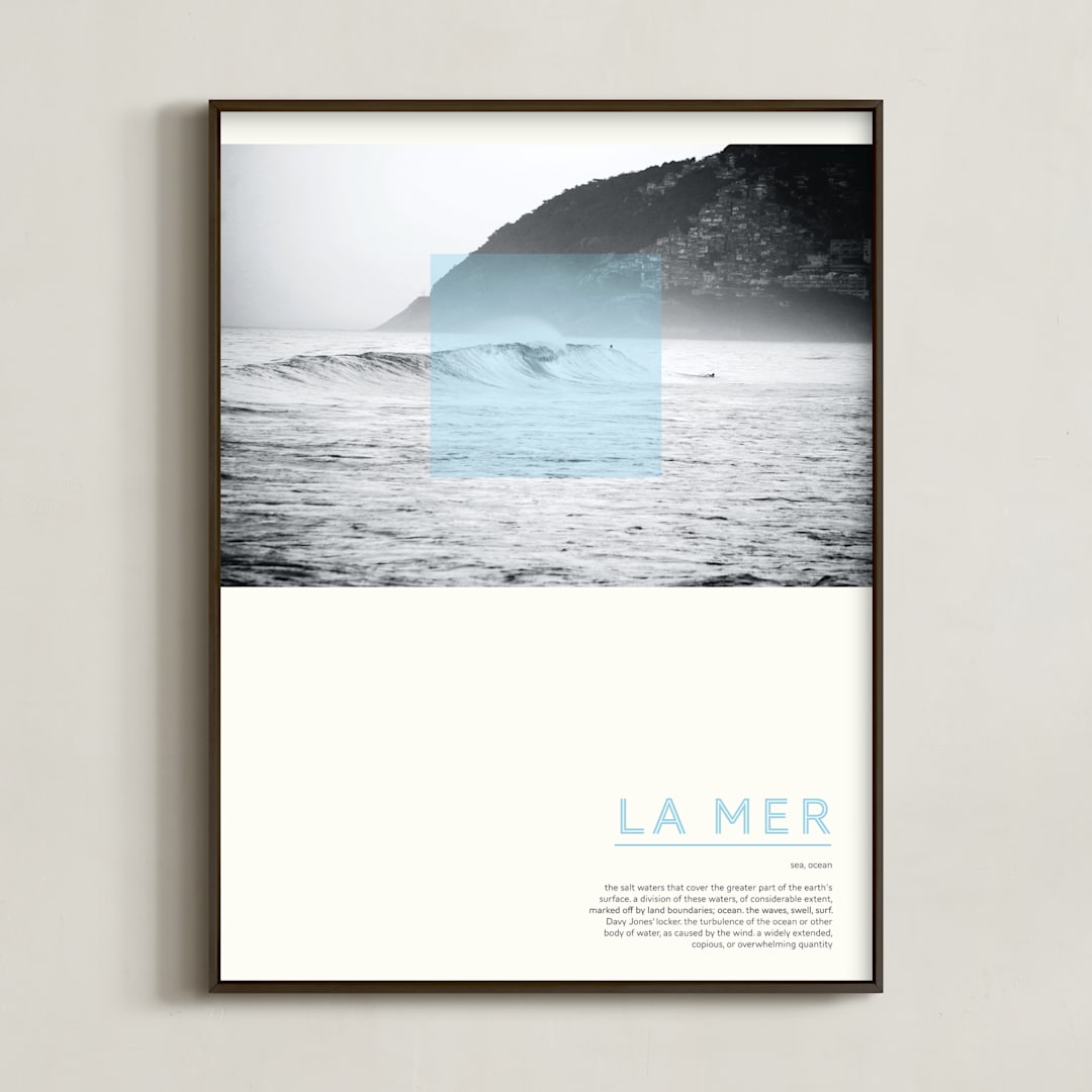 "La Mer" - Art Print in Sea Blue by WHALEN - Framed