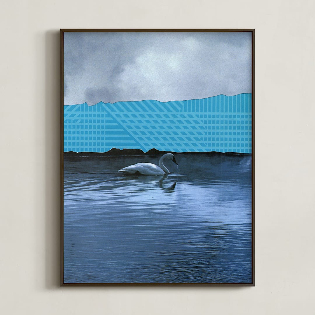 "Interrupted Lake Landscape" - Art Print in Lake by Allison Belolan - Framed