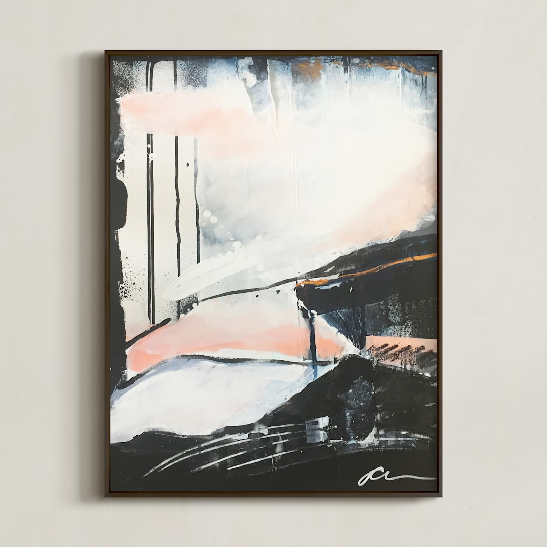 "Roaming" - Art Print in Ink and Pink by Jeannine Chanin Penn - Framed