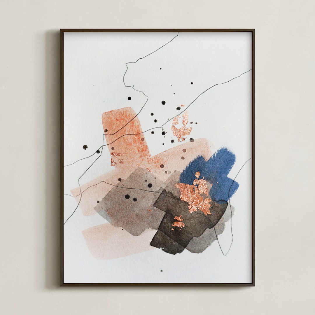 "Divide #1" - Art Print in Pacific Blue by Christine Olmstead - Framed