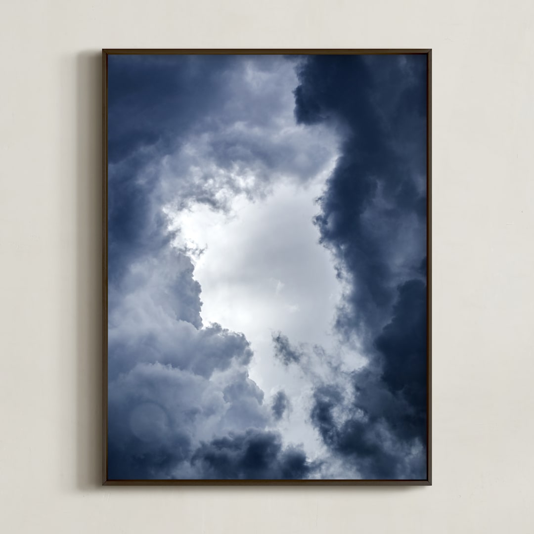 "Window On The World" - Art Print in Stormy Blue by Kelsey Mucci - Framed