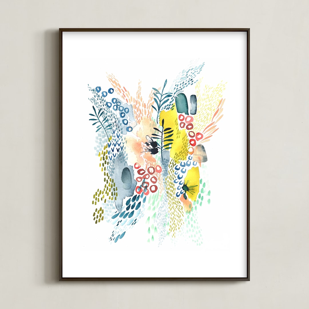 "Desert Patterns" - Art Print in Citron by Kara Aina - Framed