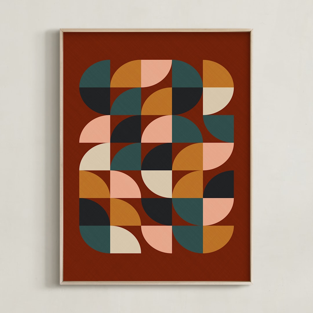 "Autumn" - Art Print in Maroon by Beth Vassalo - Framed