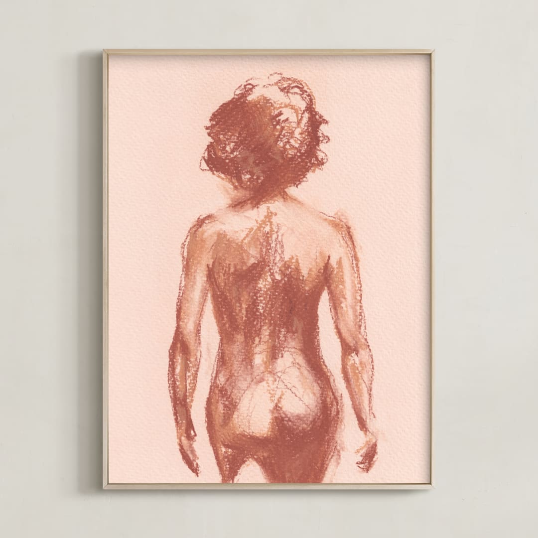 "Walking Ahead" - Art Print in Blush by Jenny Partrite - Framed