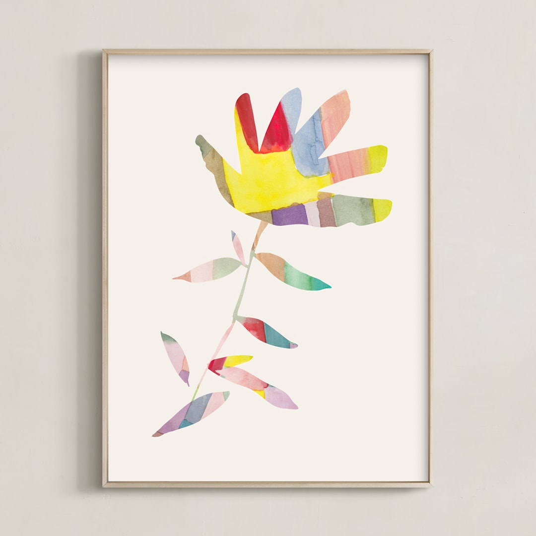 "Botanical Burst II" - Art Print in Cream by Creo Study - Framed