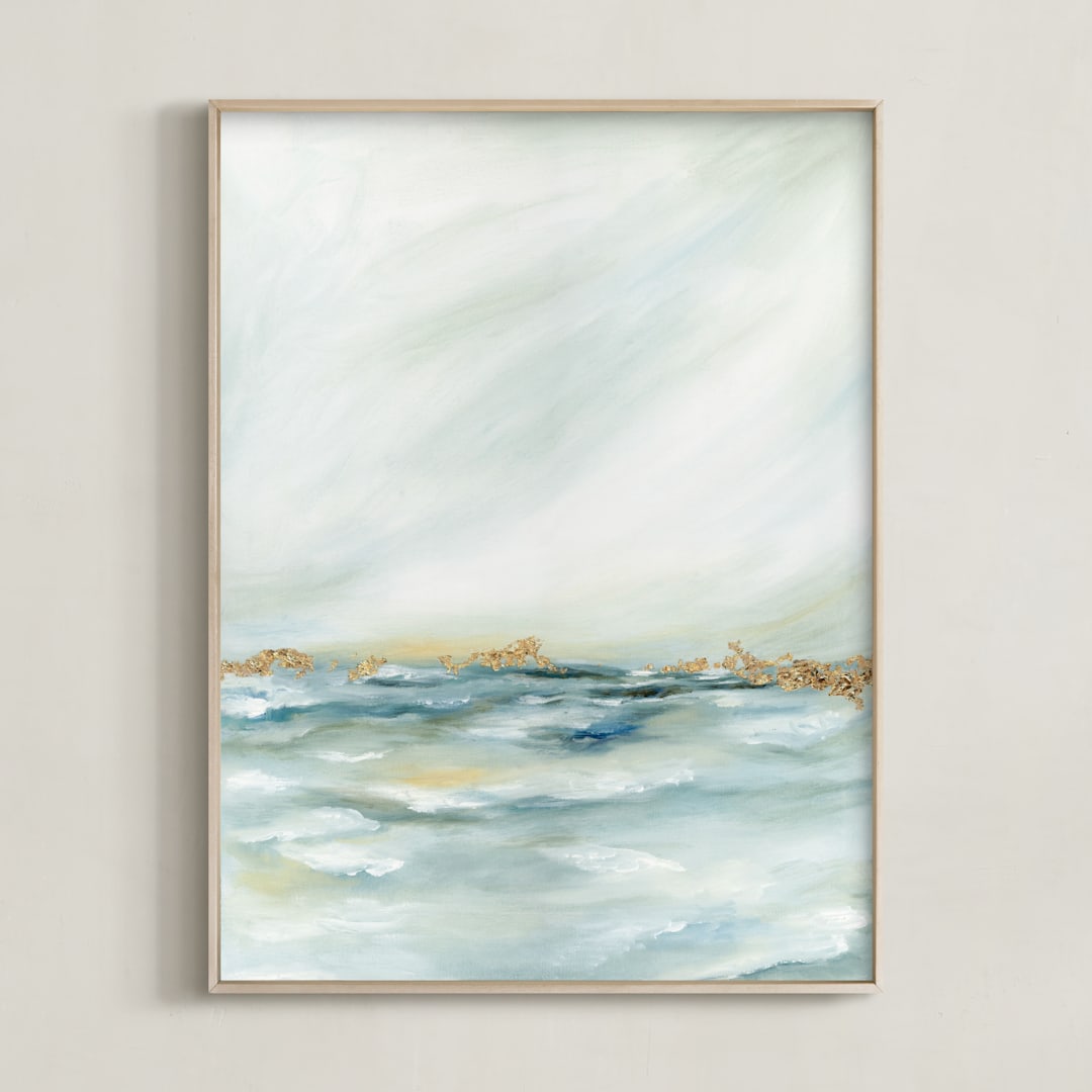 "Shimmering Coast II" - Art Print in Azure by Nicoletta Savod - Framed