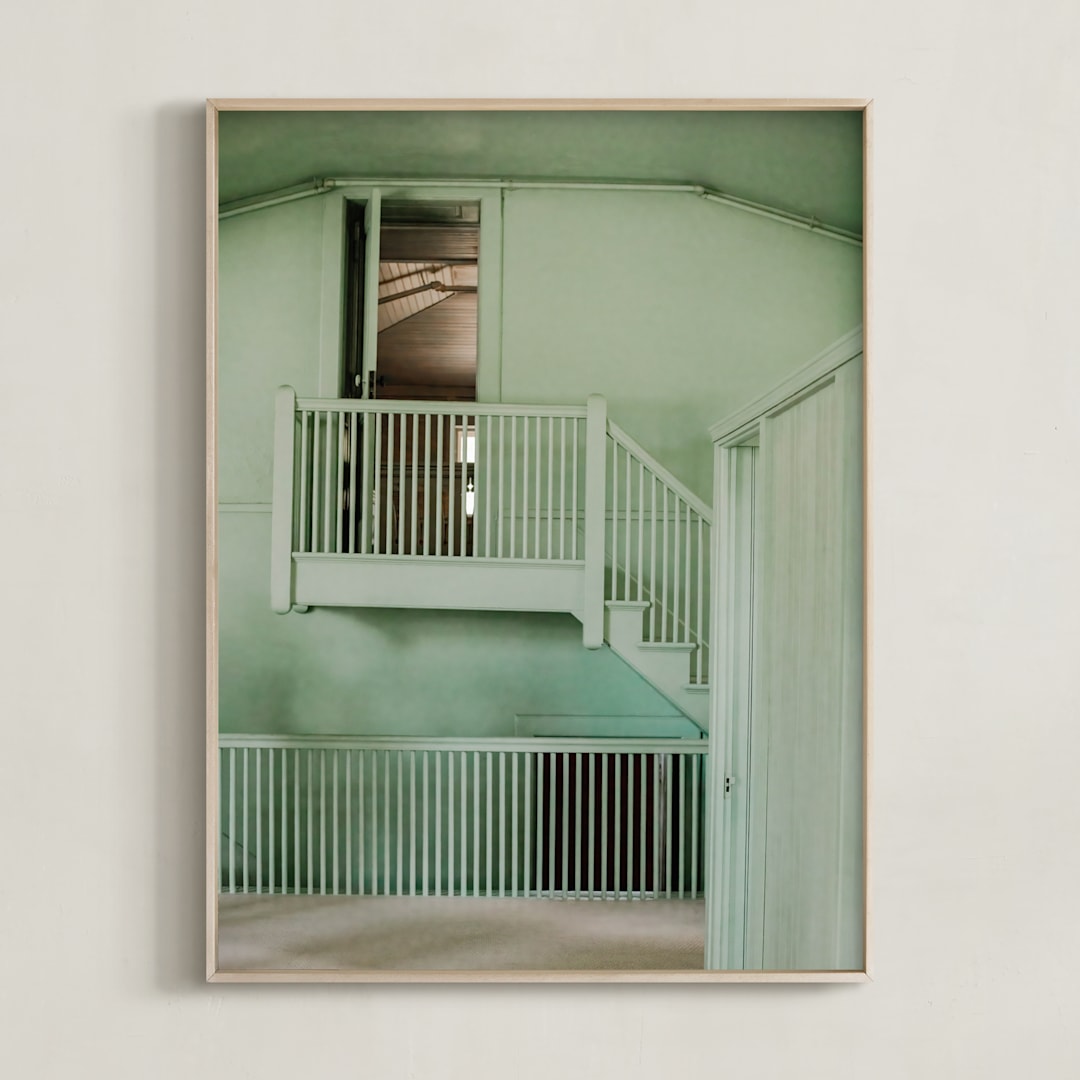 "Minty Poolhouse" - Art Print in Minty by C. Lorraine Design - Framed