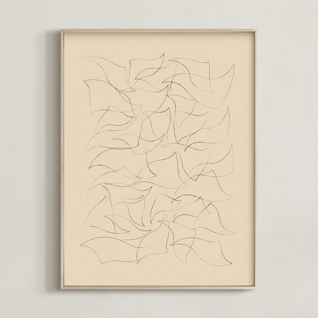 "Flock" - Art Print in Sand by Yohaku Oshima - Framed