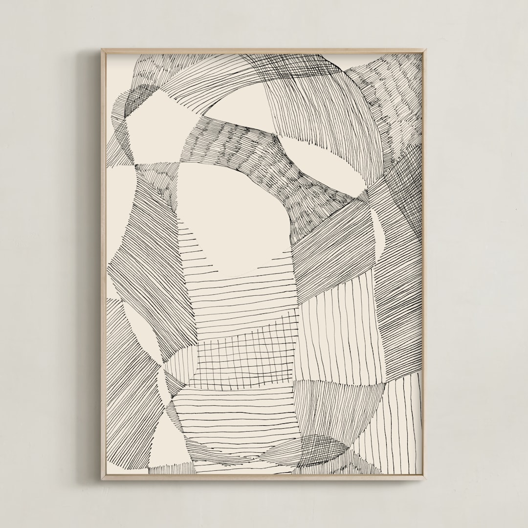 "Random Land II" - Art Print in Ivory Black by Catilustre - Framed