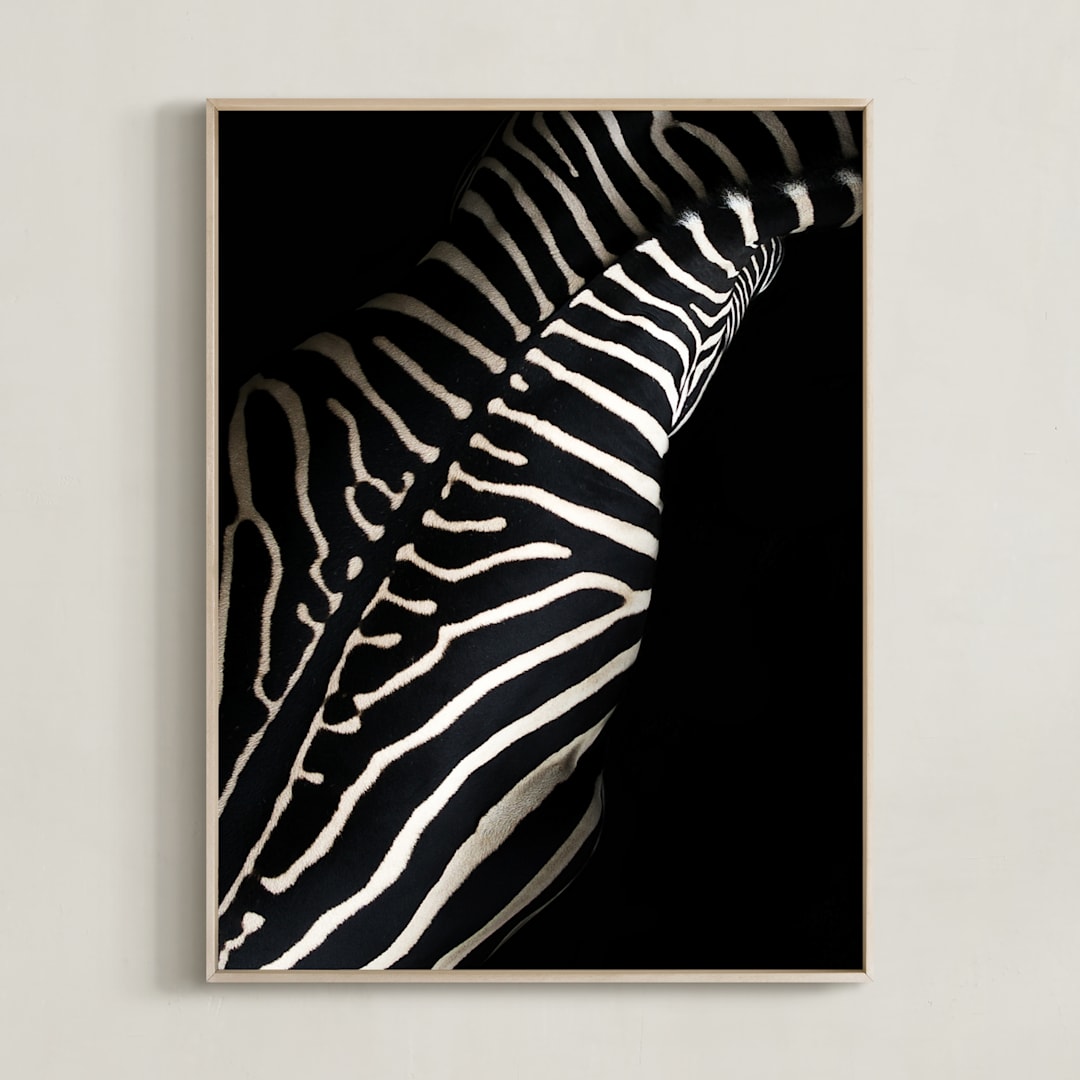 "Night Stripes" - Art Print in Dusty White by David Michuki - Framed