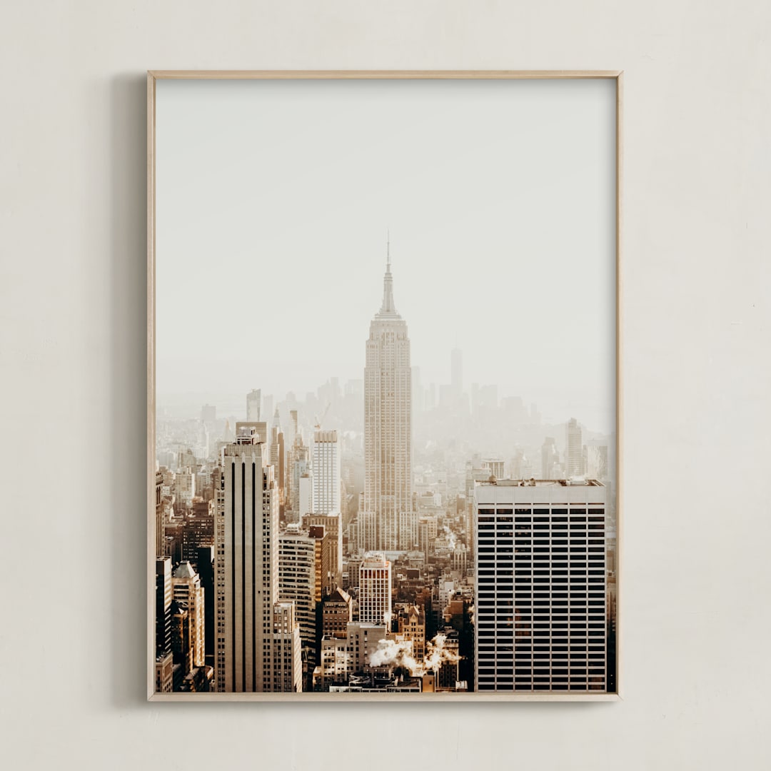 "New York City in Gold" - Art Print in Gold by Becca Beers - Framed