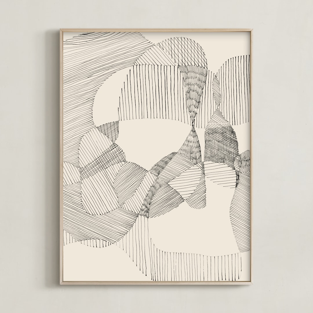 "Random Land I" - Art Print in Ivory Black by Catilustre - Framed