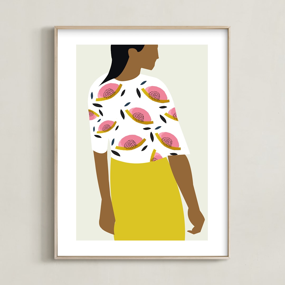 "Camila" - Art Print in Mustard by Jenna Skead - Framed