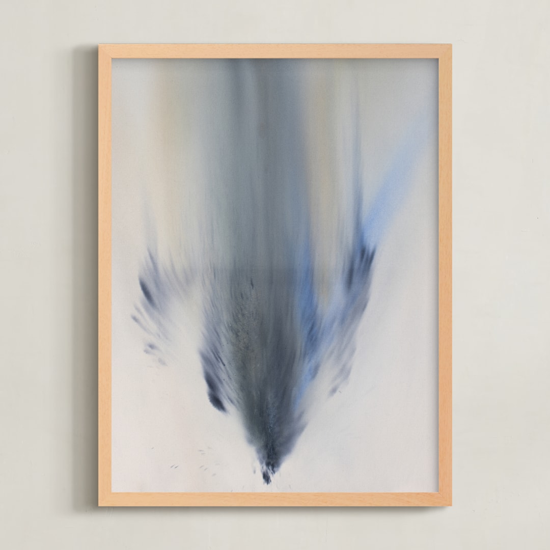 "FreeFall" - Art Print in Blue Grey by Christa - Framed