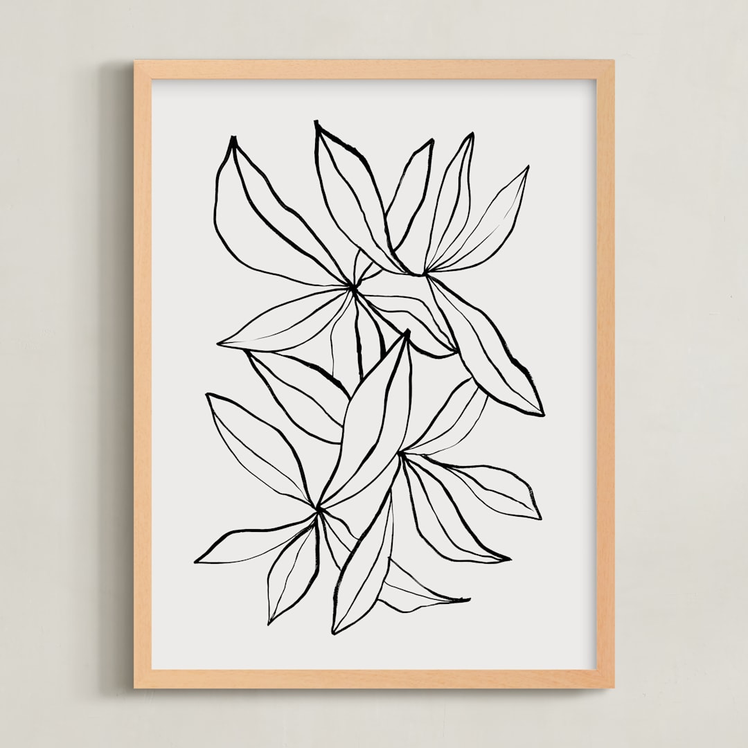 "tranquil leaves" - Art Print in Linen by Cass Loh - Framed