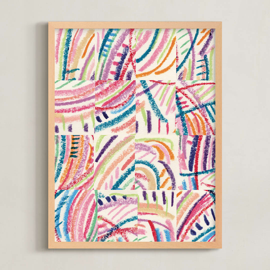 "Color Puzzle" - Art Print in Warm Tropics by Ro Pacifico - Framed
