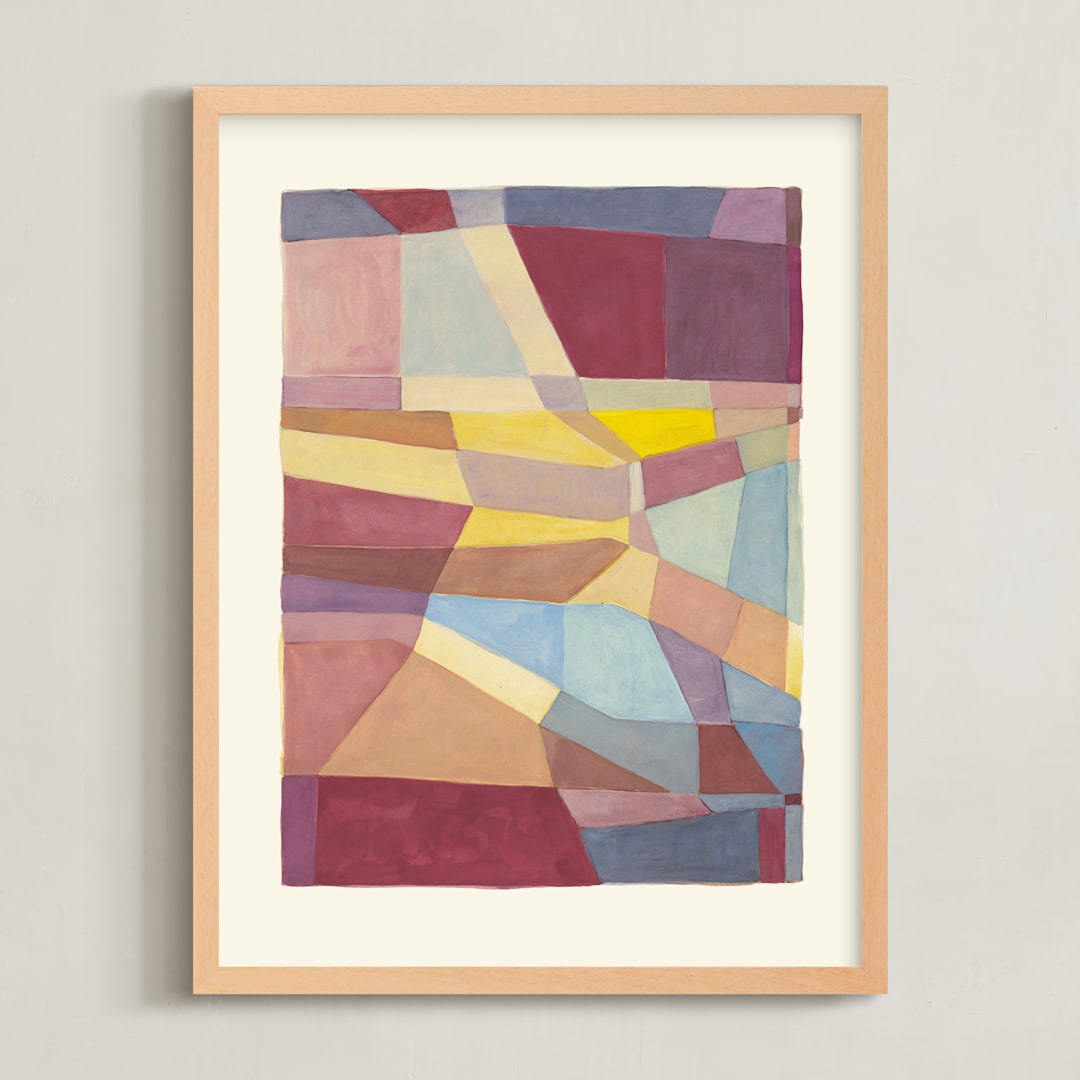 "Globe plot" - Art Print in Peach by Catilustre - Framed