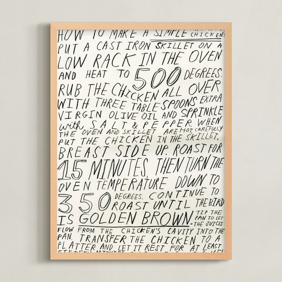 "Roast Chicken" - Art Print in Cream by Elliot Stokes - Framed