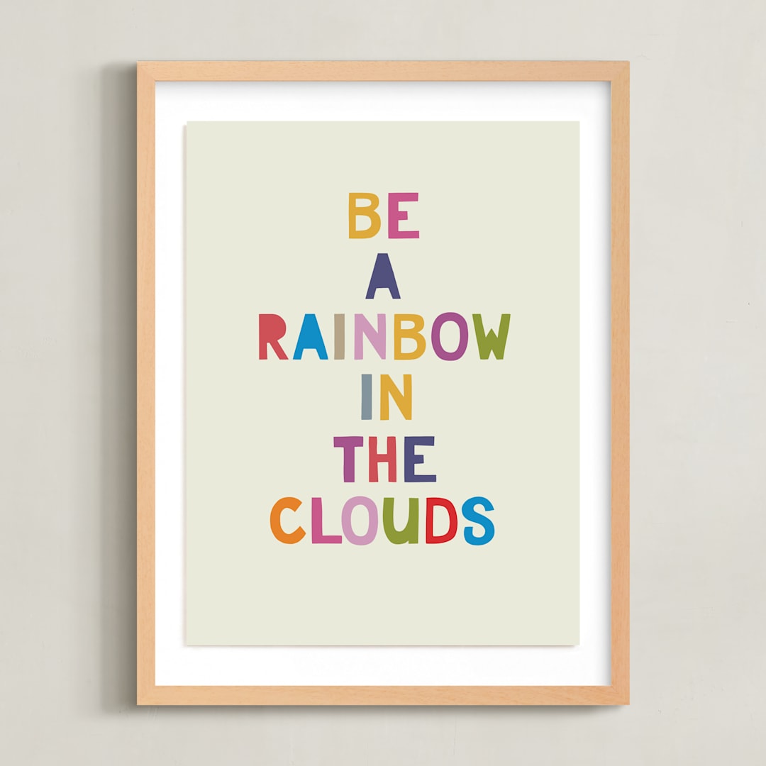 "Rainbow in a Cloud" - Art Print in Rainbow by Hanna M - Framed