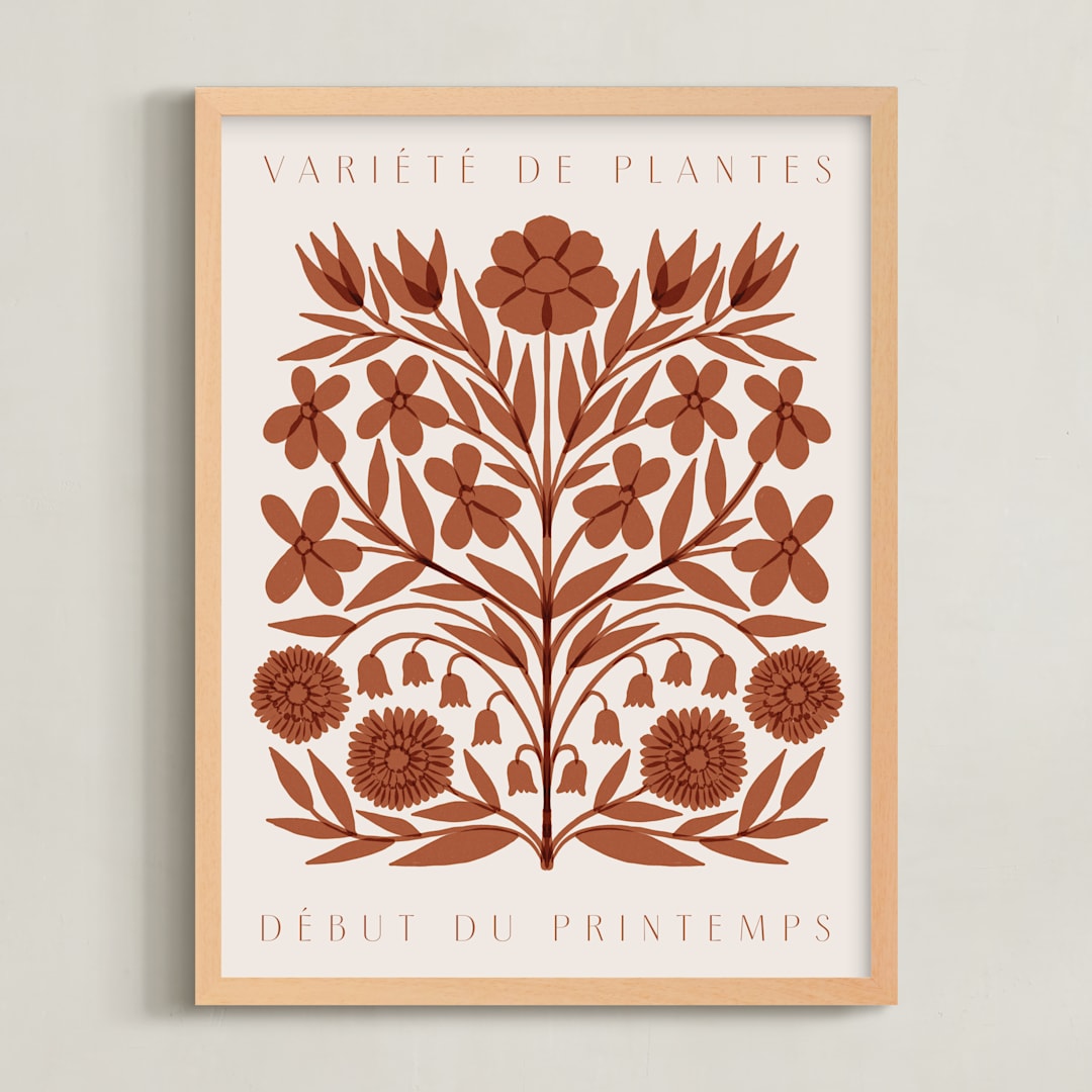 "Les Plantes I" - Art Print in Rust by Katharine Watson - Framed