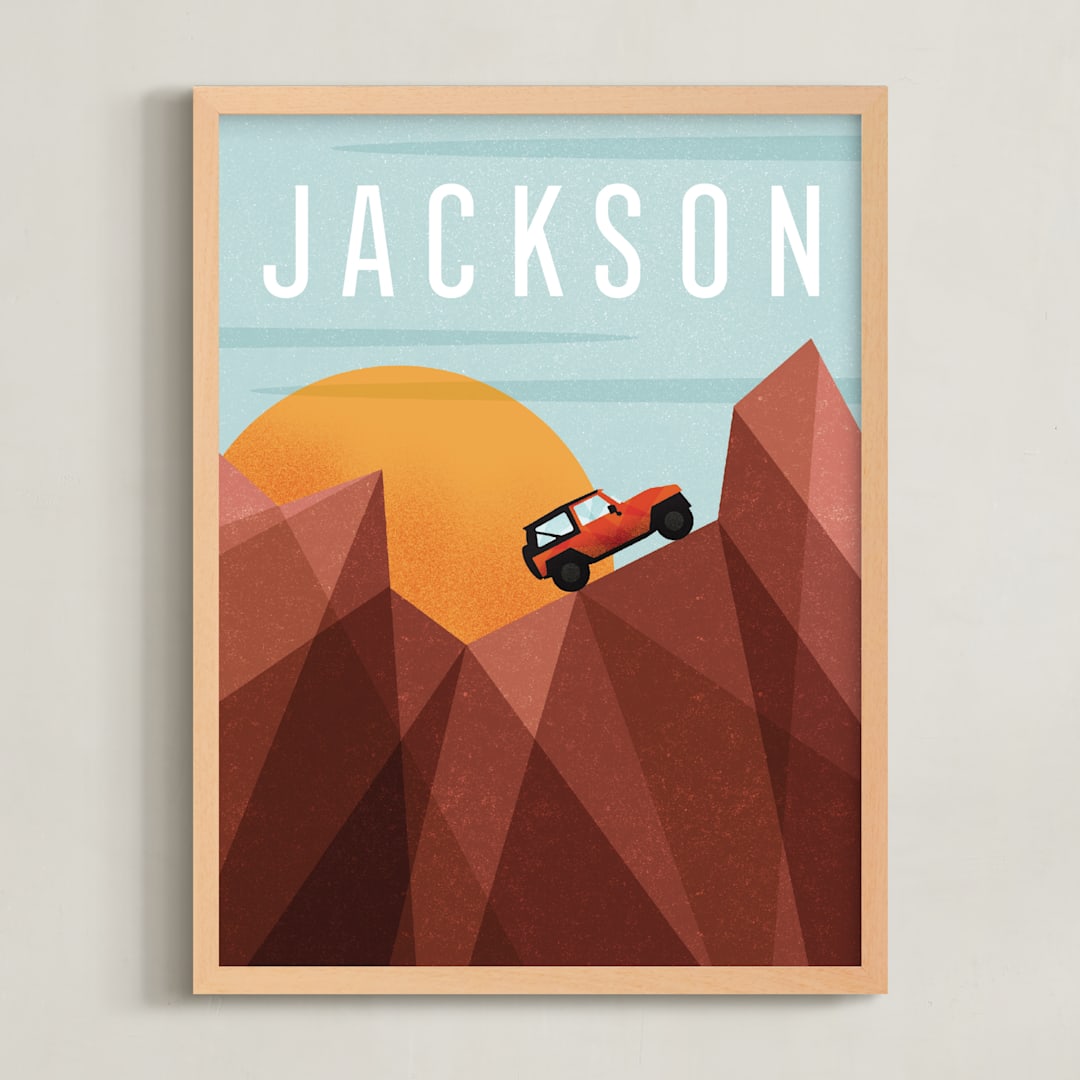 "Canyon Adventure" - Personalized Art Print in Orange by Erin German - Framed