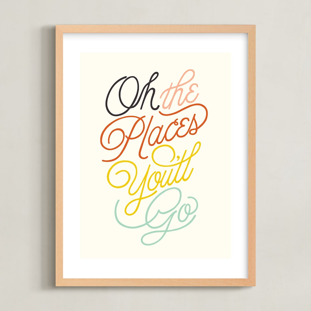 "Going Places" - Art Print in Rust by Yours Madly - Framed