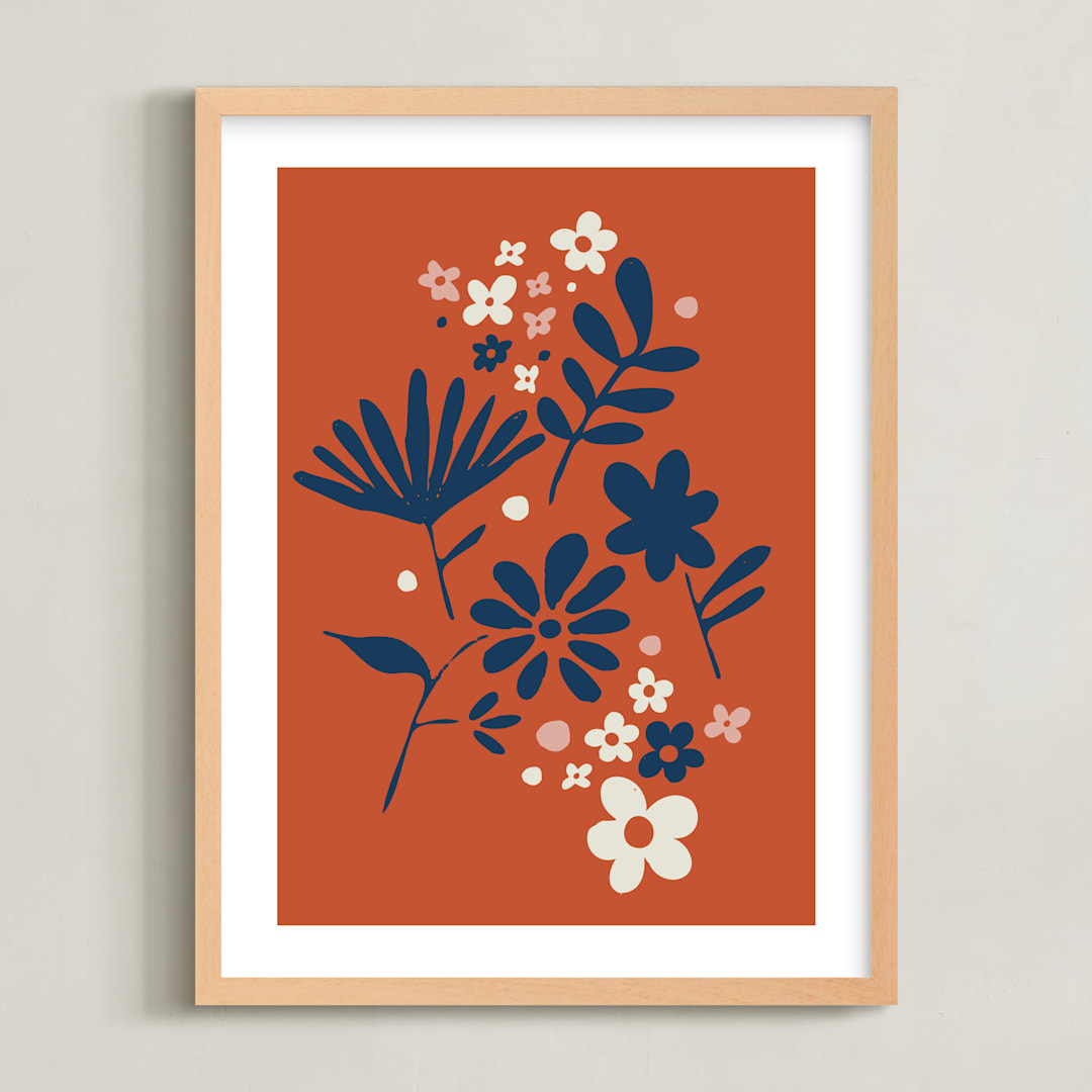 "Vintage Floral Set IV" - Art Print in Vintage by Kate Capone - Framed