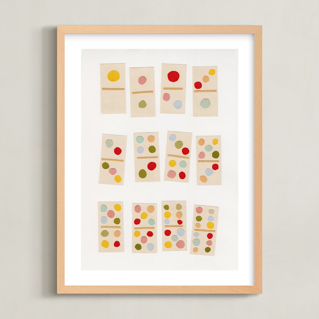 "Playful Dominoes" - Art Print in Sherbet by Alisa Galitsyna - Framed