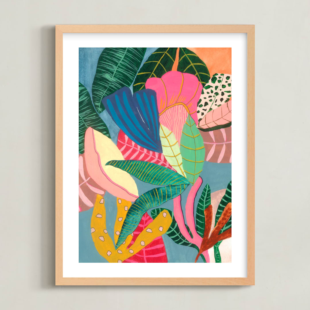 "Treasure" - Art Print in blue by FERNANDA MARTINEZ - Framed