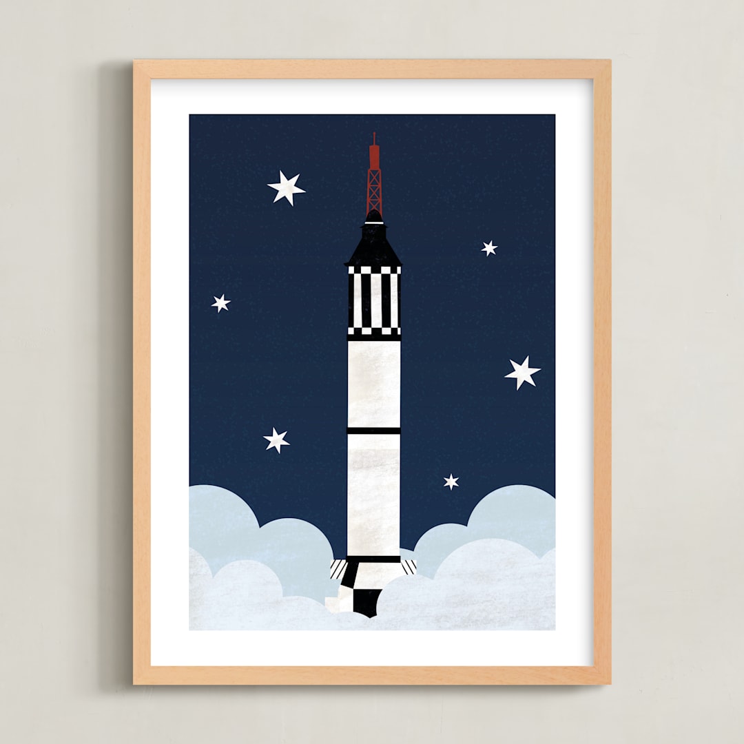 "To The Stars" - Art Print in neptune by Kamala Nahas - Framed