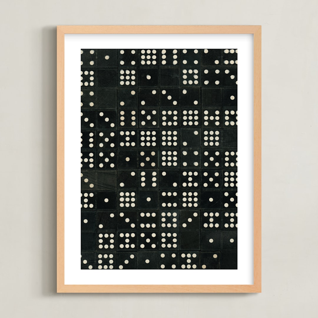 "Double Nine Dominoes" - Art Print in Onyx by Heather Schertzer - Framed