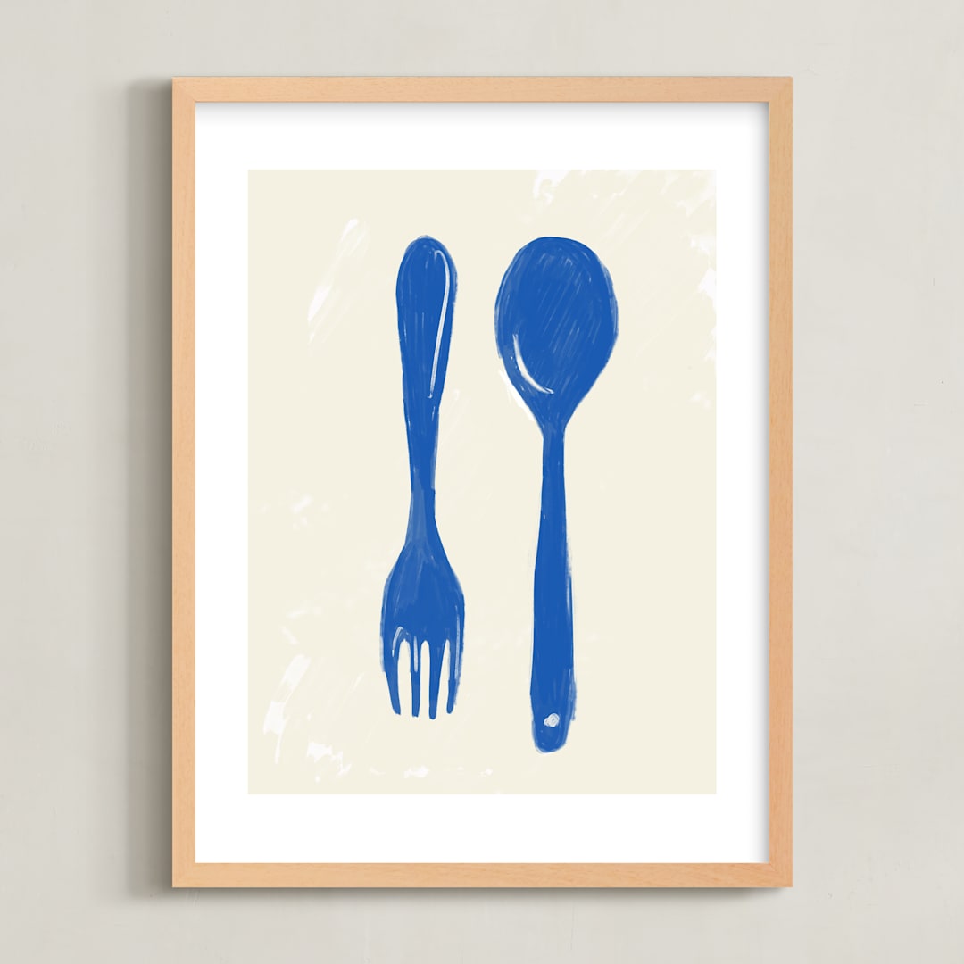 "kitchen cutlery" - Art Print in Cobalt by Zoe Pappenheimer - Framed