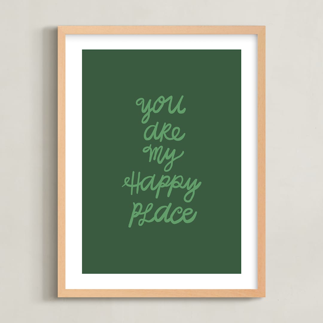 "Happy Place" - Art Print in Grass by Kelly Watkins - Framed