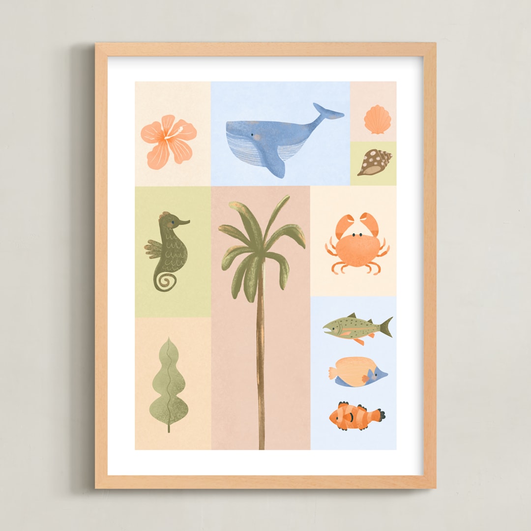 "Coastal Paradise" - Art Print in Sand by Kate Blalock - Framed