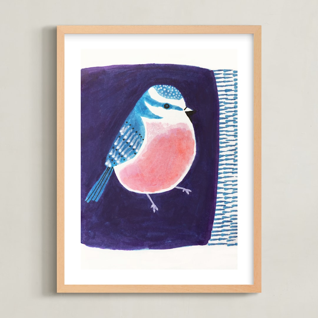 "Still 2" - Art Print in amethyst, blue and pink by Victoria Johnson - Framed