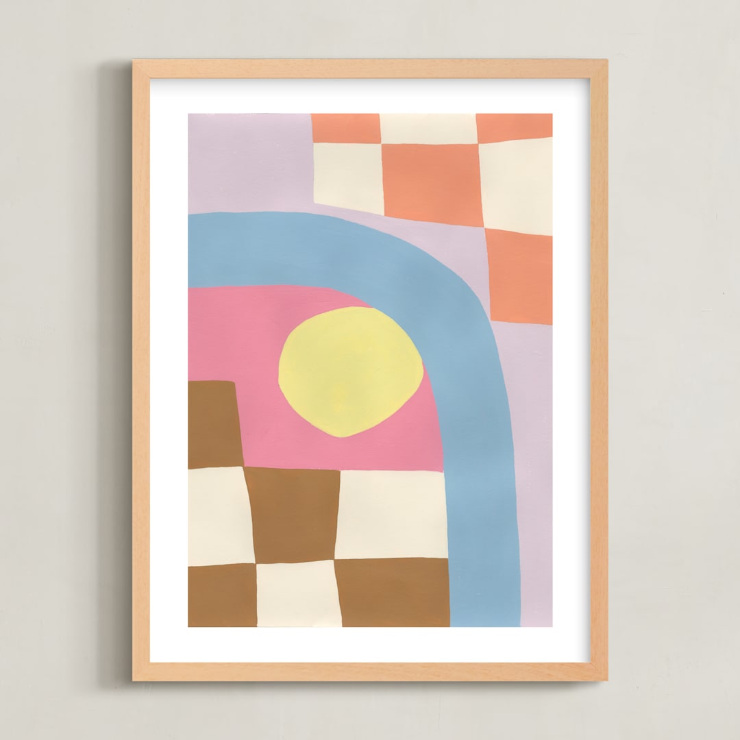 "Lazy daze" - Art Print in peach fuzz by Coby Starck - Framed