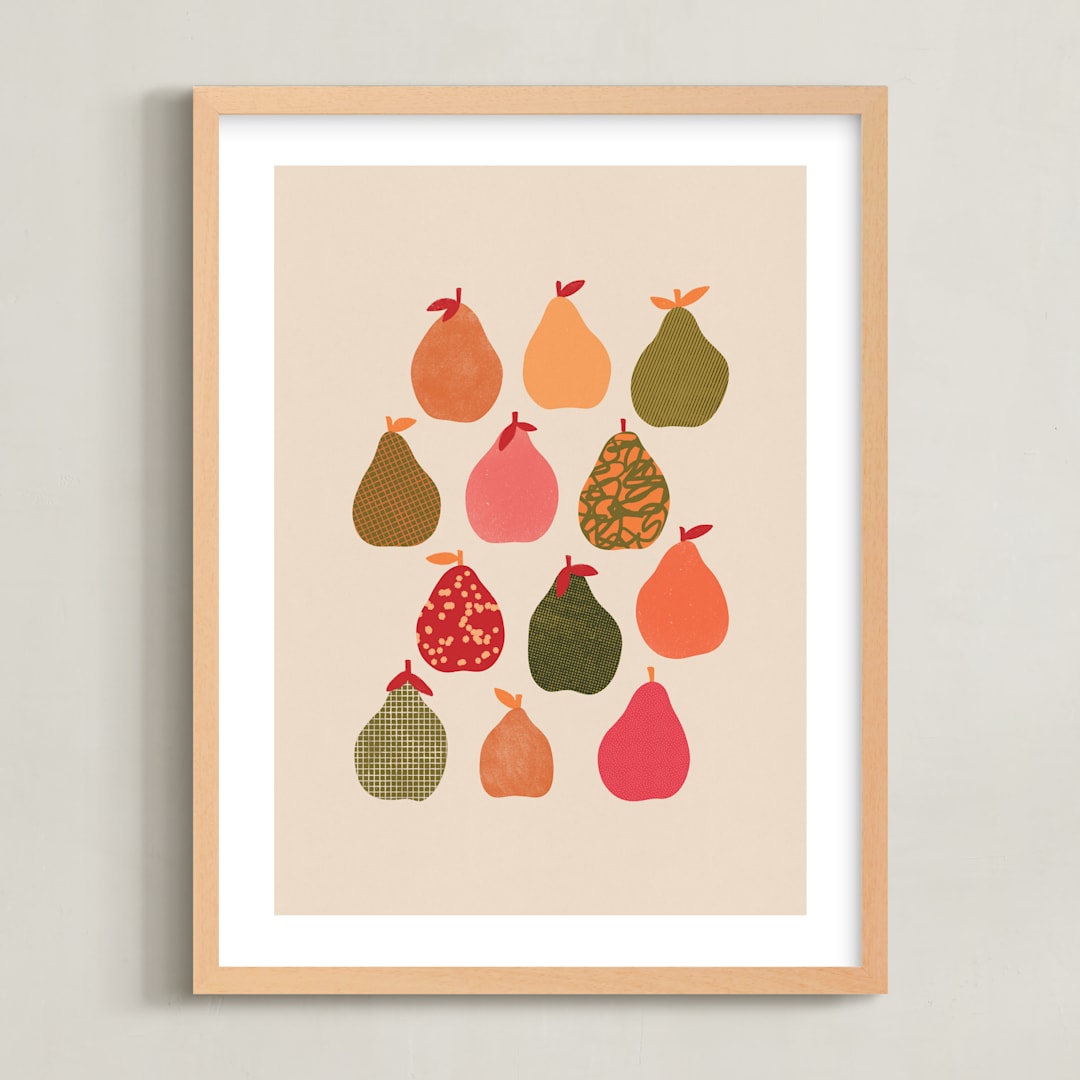 "Pears" - Art Print in Sherbet Multi by Alisa Galitsyna - Framed
