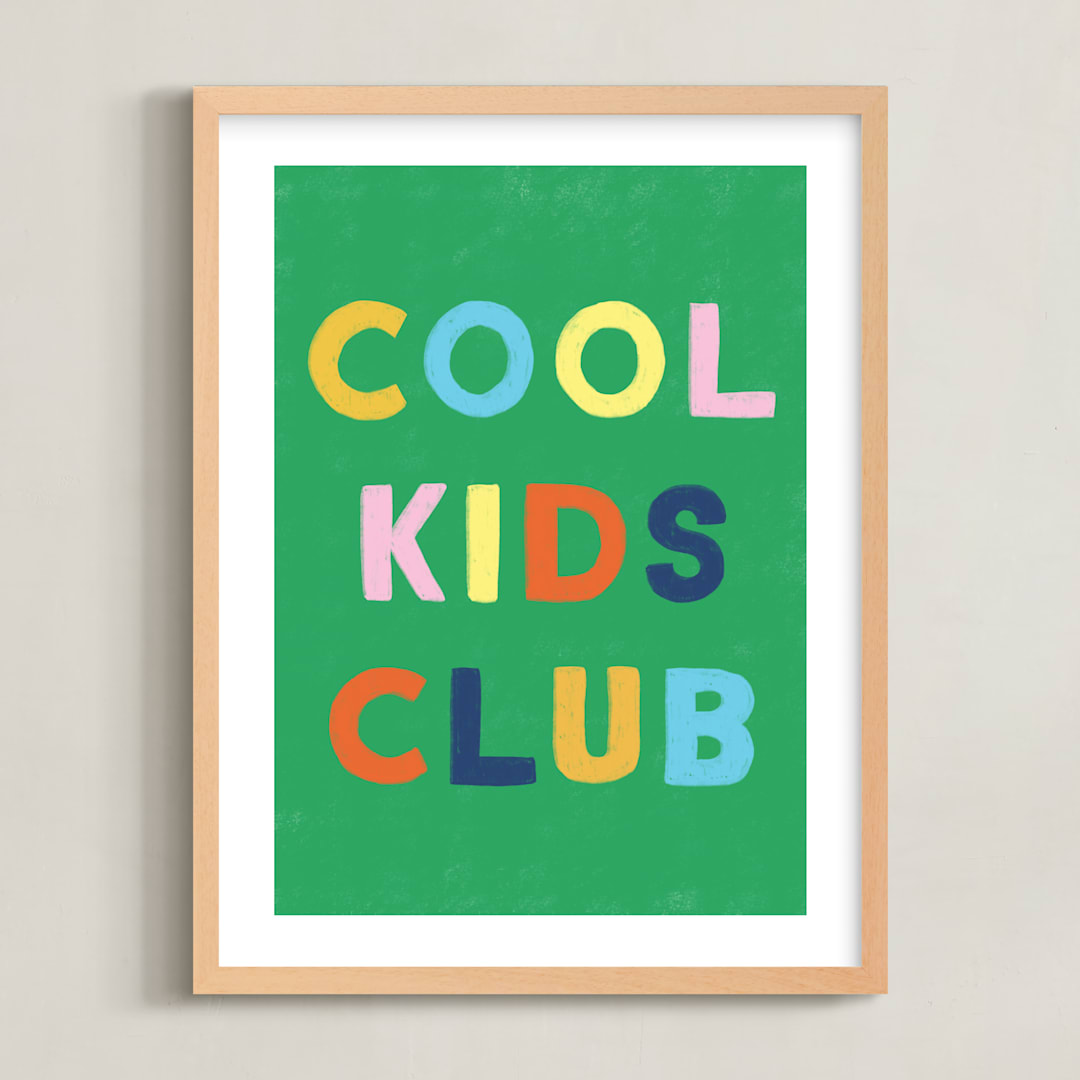 "Cool Kids Club" - Art Print in Grass Green by Kiersten Garner - Framed