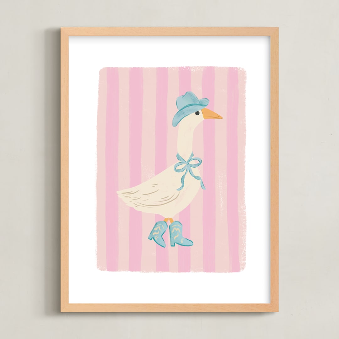 "Western Waddle" - Art Print in Rose by Creo Study - Framed