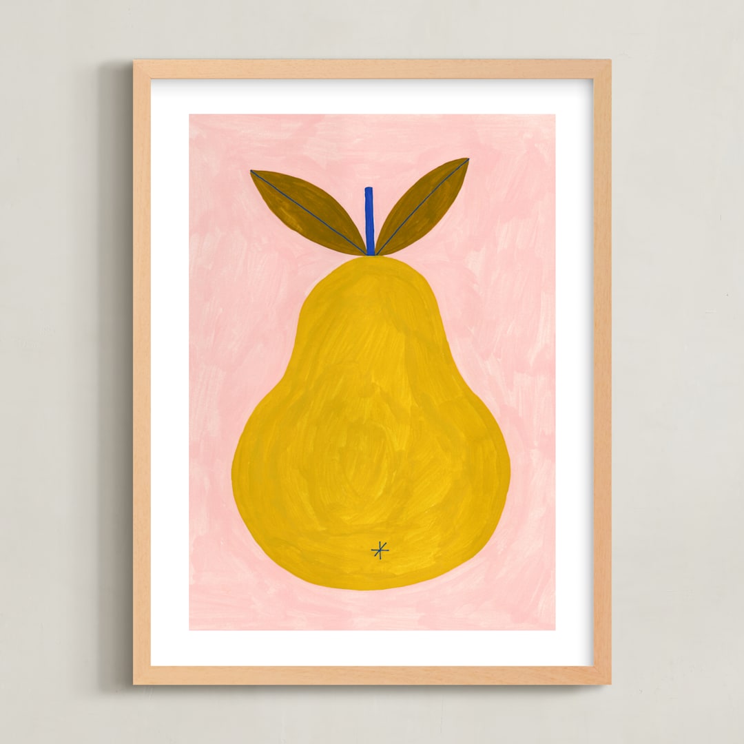 "Barlett Pear" - Art Print in Mustard by Ana Toro - Framed