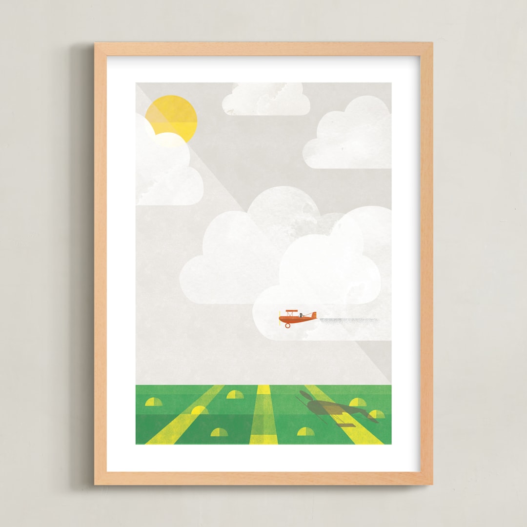 "Sky Adventure" - Art Print in Burnt Sienna by Robert and Stella - Framed