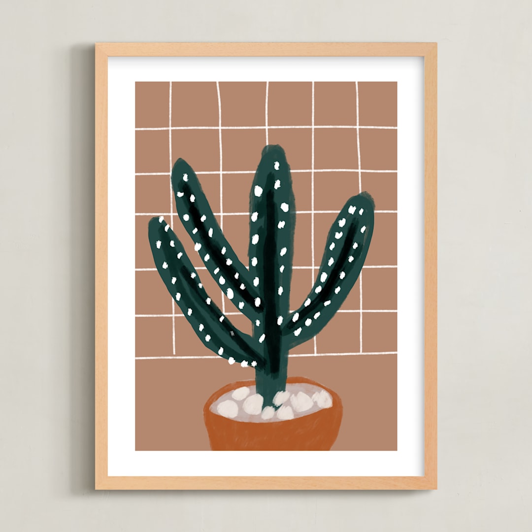 "cactus plant" - Art Print in mud by Cass Loh - Framed