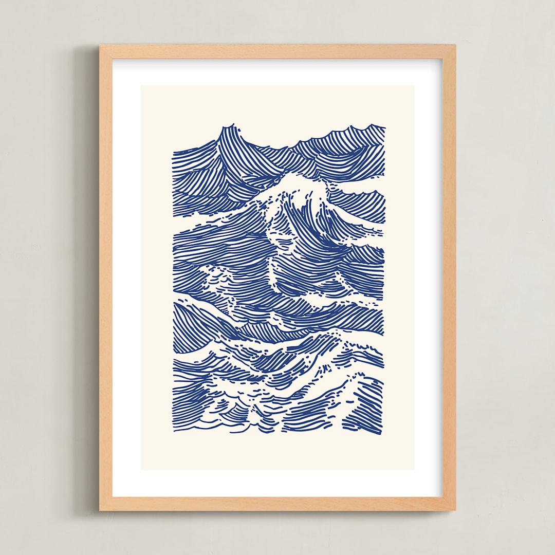 "Catch A Wave" - Art Print in Ultramarine by Kym Fulmer - Framed