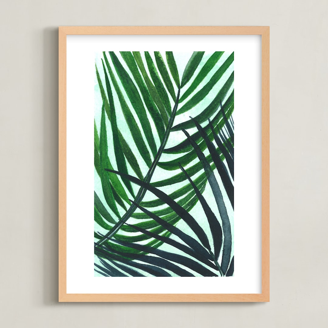 "Crossed Palms" - Art Print in Opal by Kara Aina - Framed