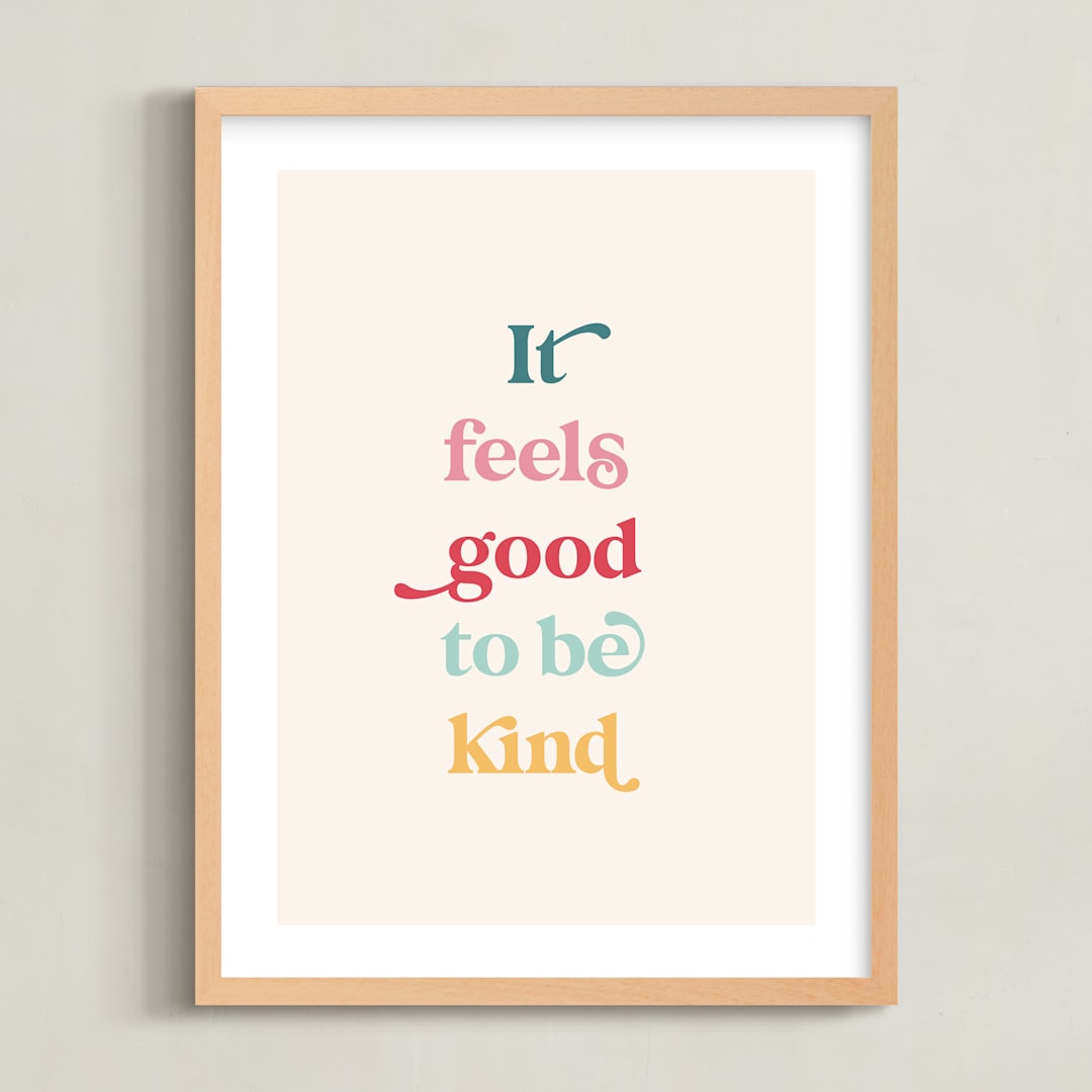 "It feels good to be kind" - Art Print in Cupcake by Leah Ragain - Framed